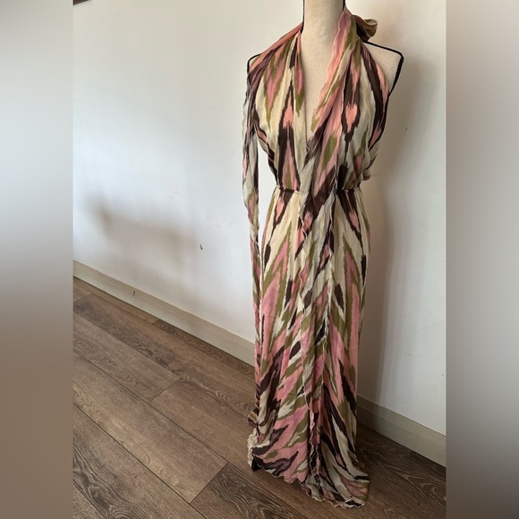 Alexis 100% Silk Elegant Multicolor Maxi Dress - Picture 7 of 13